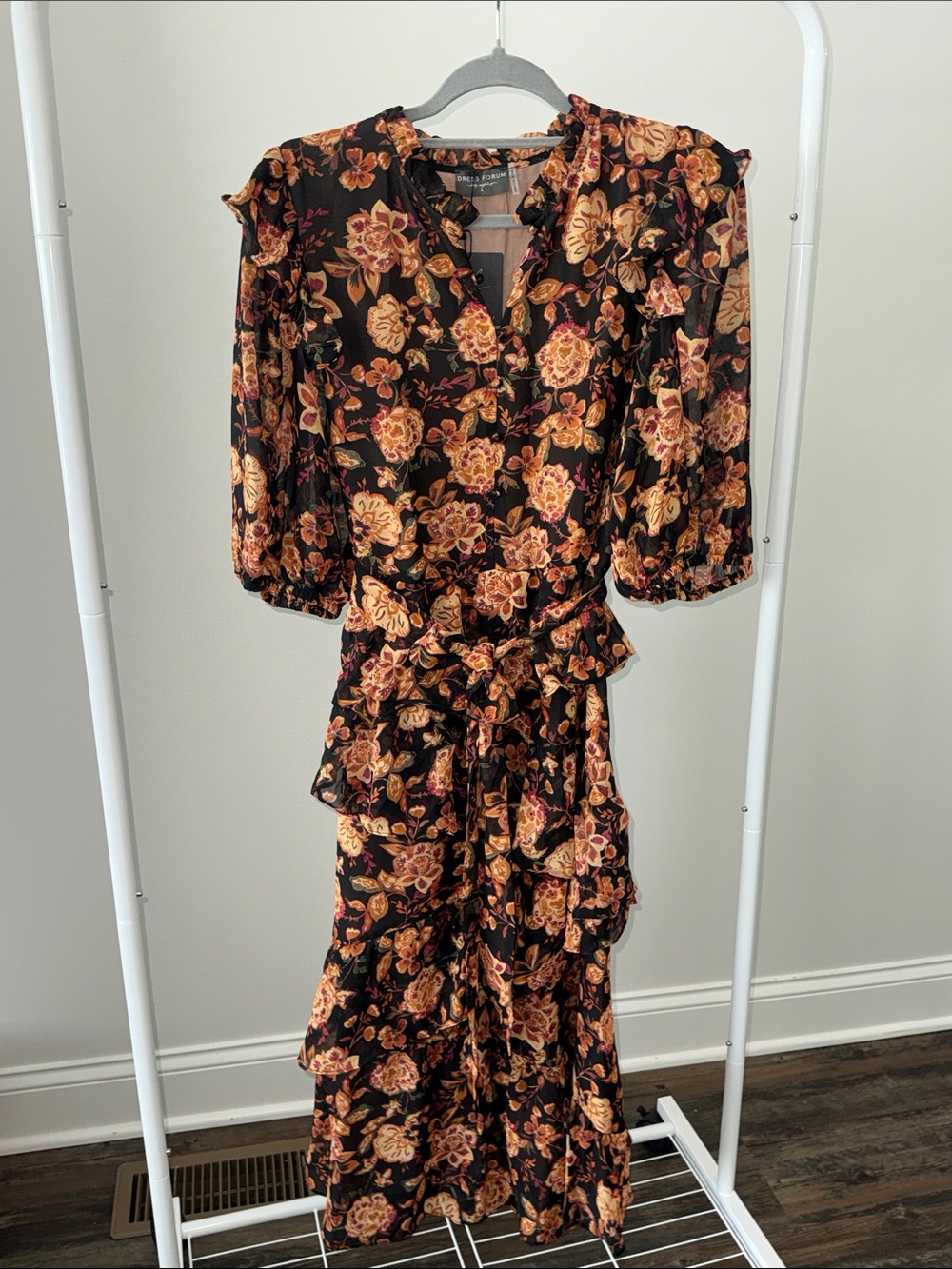 Dress Forum Floral Ruffle Midi Dress